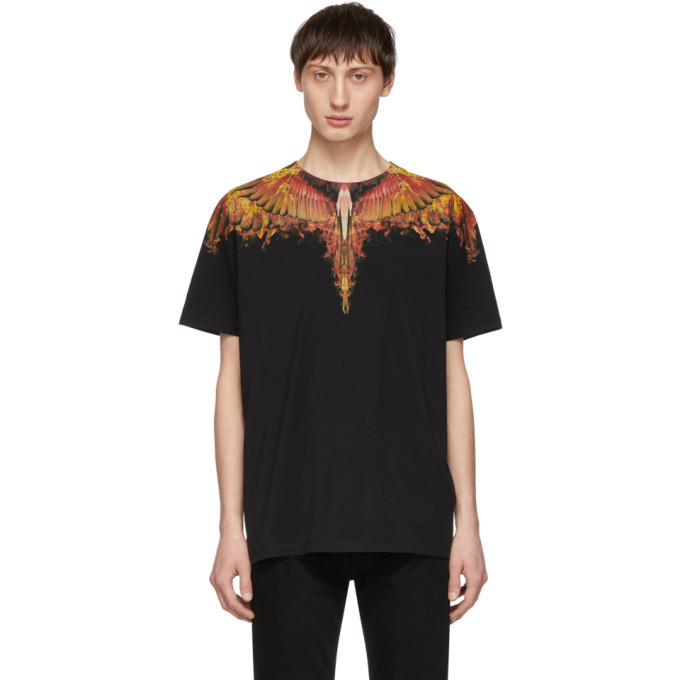 Marcelo Burlon of Milan Black and Red Flame Wings County of Milan