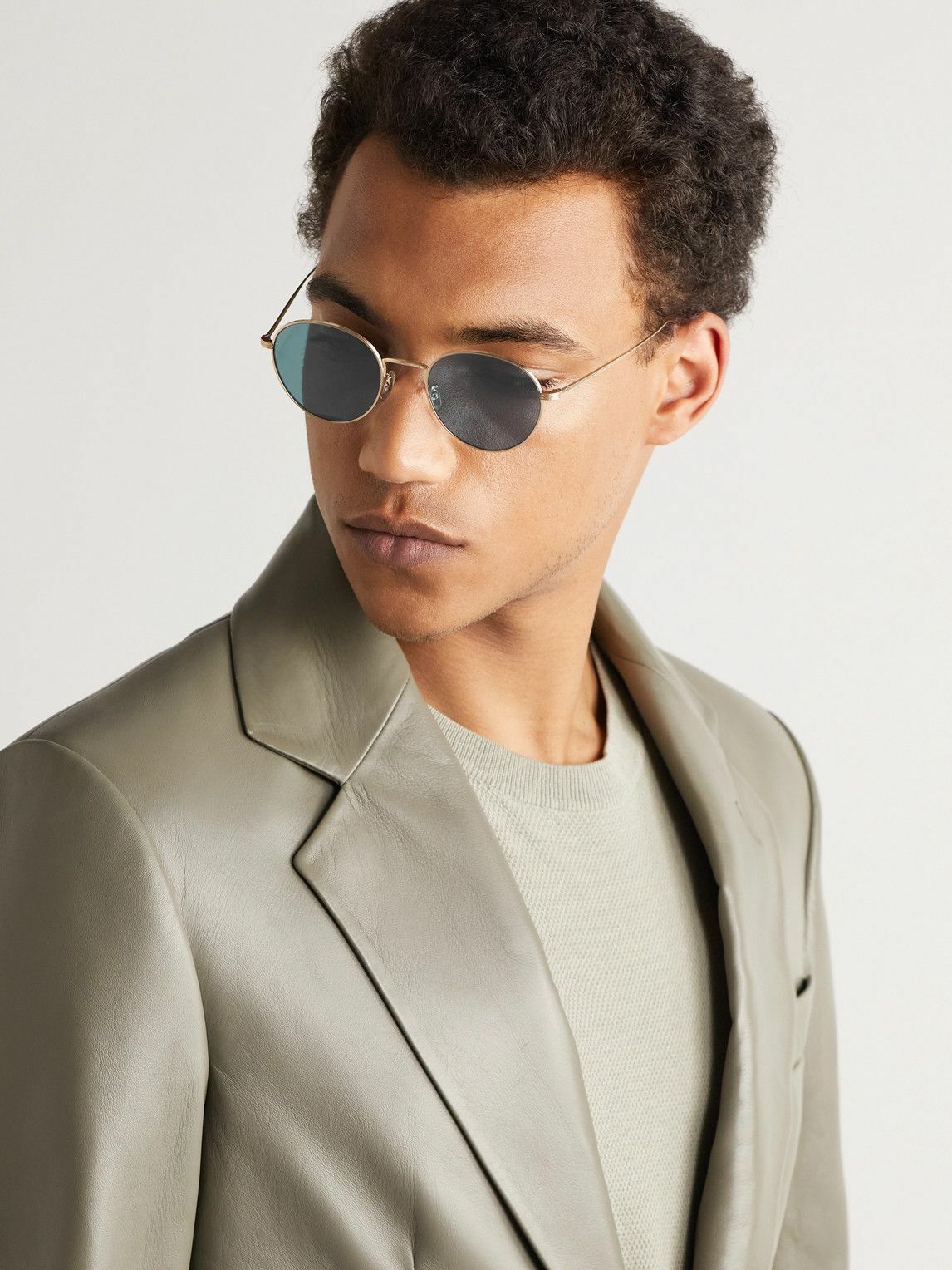 Oliver Peoples - Altair Round-Frame Gold-Tone Polarised Sunglasses Oliver  Peoples