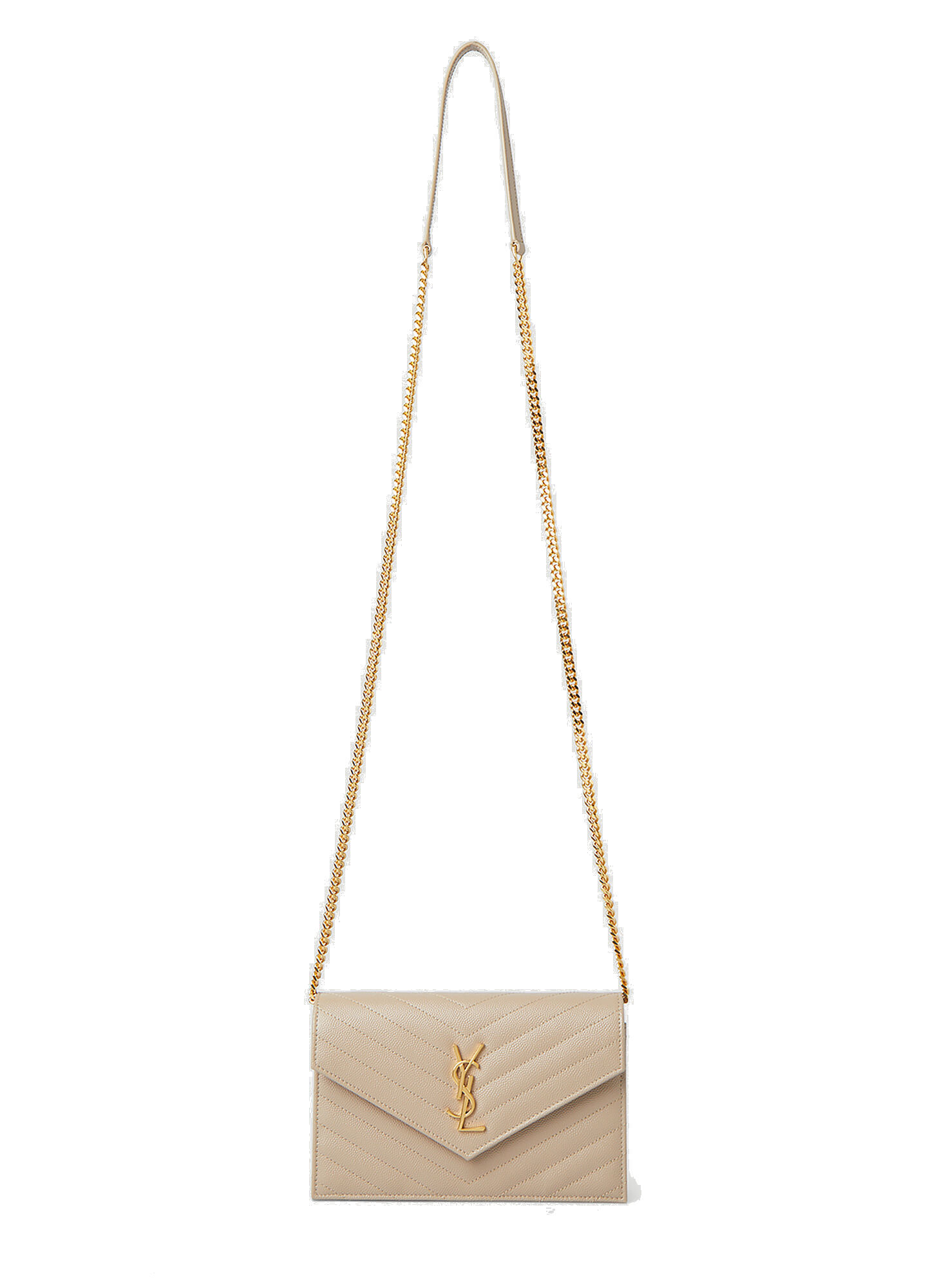 Cassandre Envelope Shoulder Bag in Beige Saint Laurent