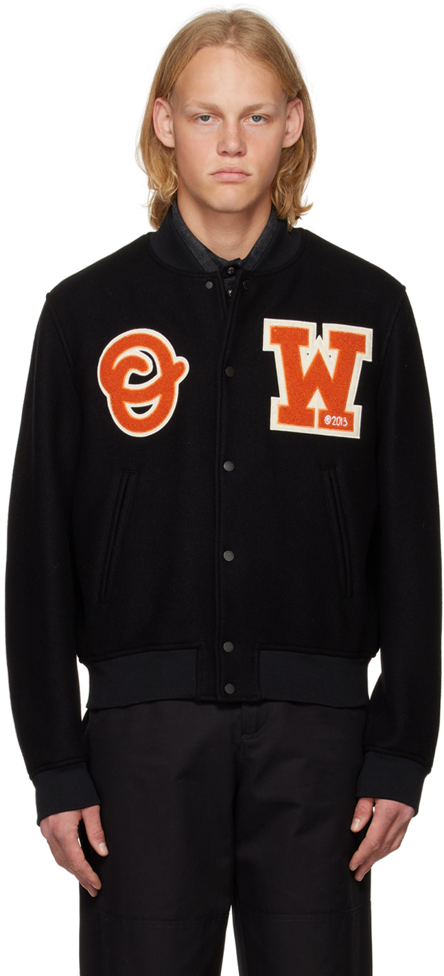 OffWhite Black Patch Bomber Jacket OffWhite