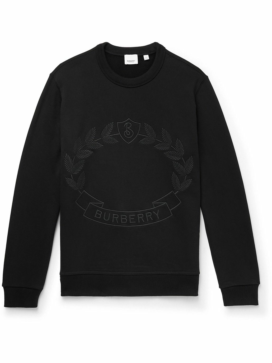 Burberry - Logo-Embroidered Cotton-Jersey Sweatshirt - Black Burberry