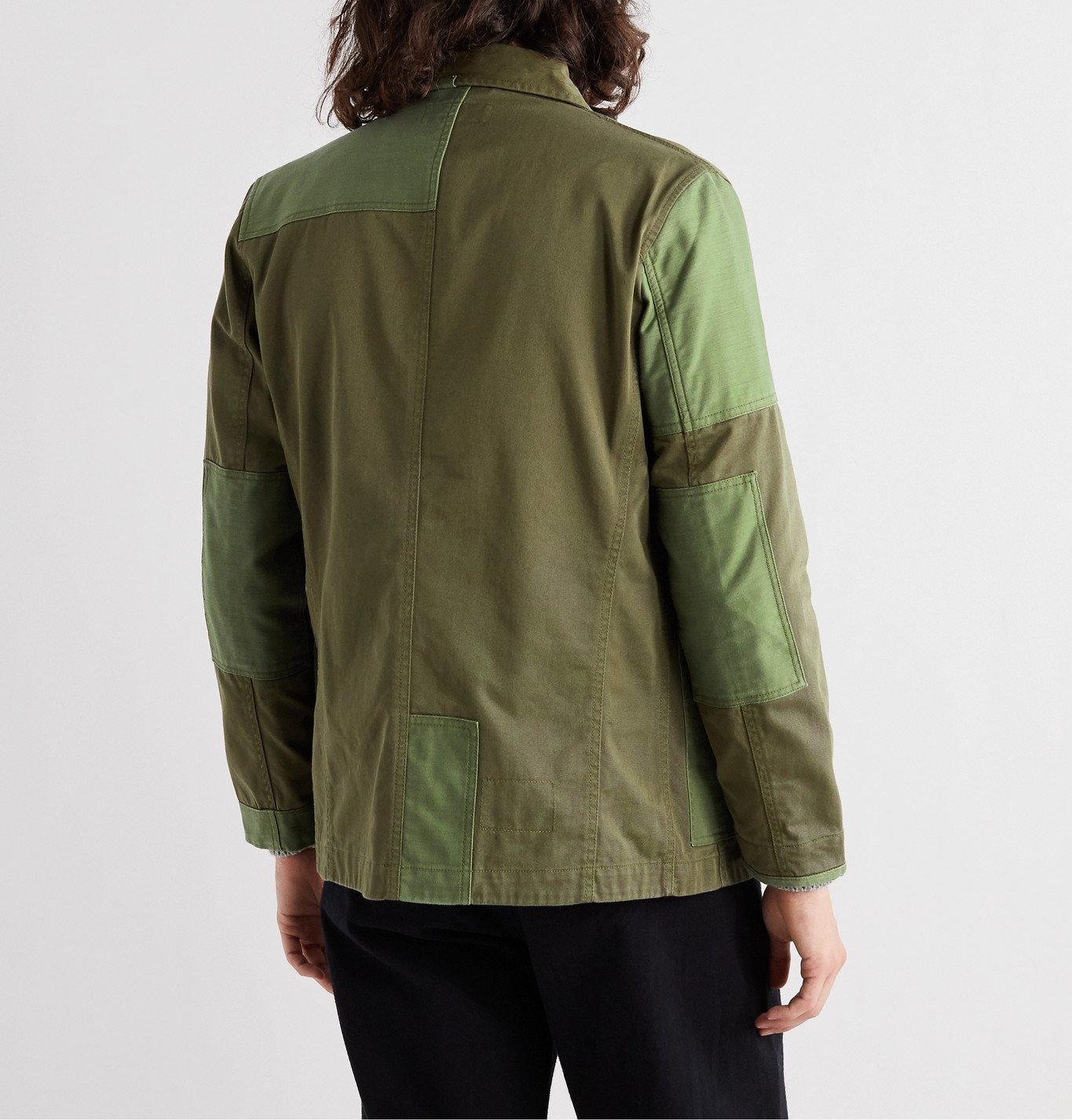 Universal Works Mill Bakers Patchwork CottonTwill Jacket Green