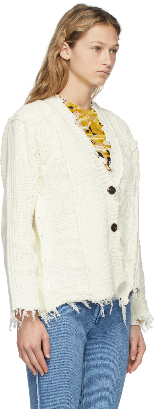 PERVERZE Off-White Knit Wave Stripe Cardigan PERVERZE