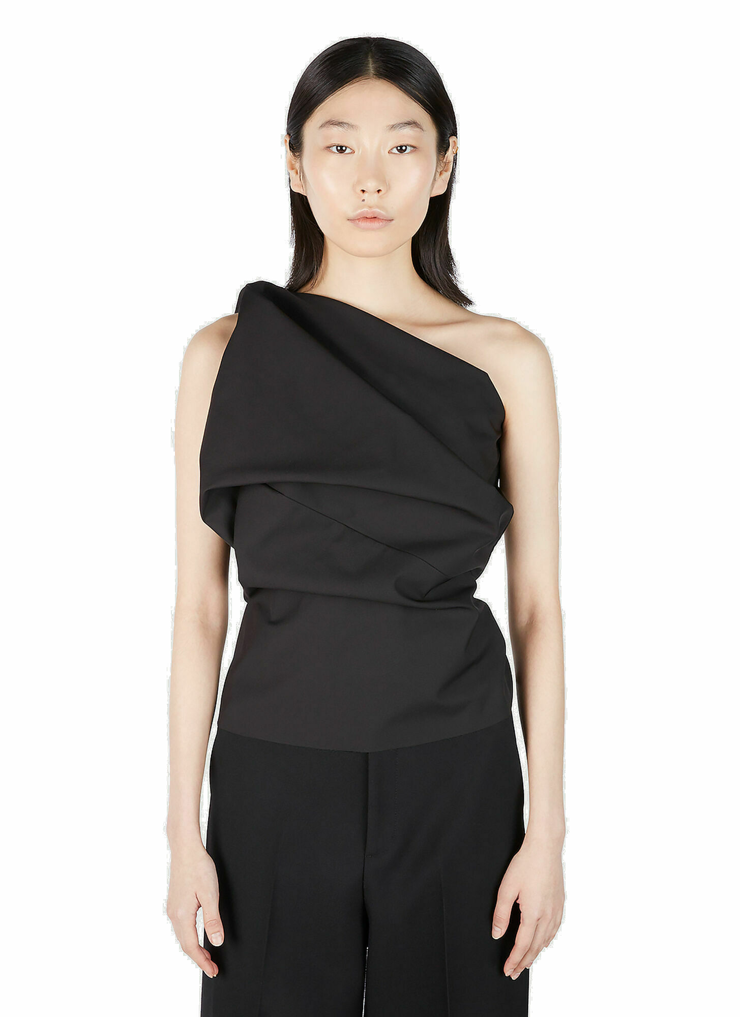 Photo: Rick Owens - Gathered One Shoulder Top in Black