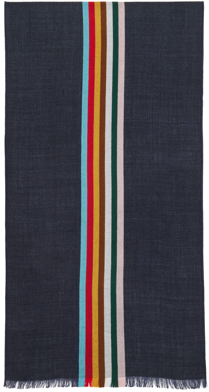 Paul Smith Navy Central Multi Stripe Scarf Paul Smith