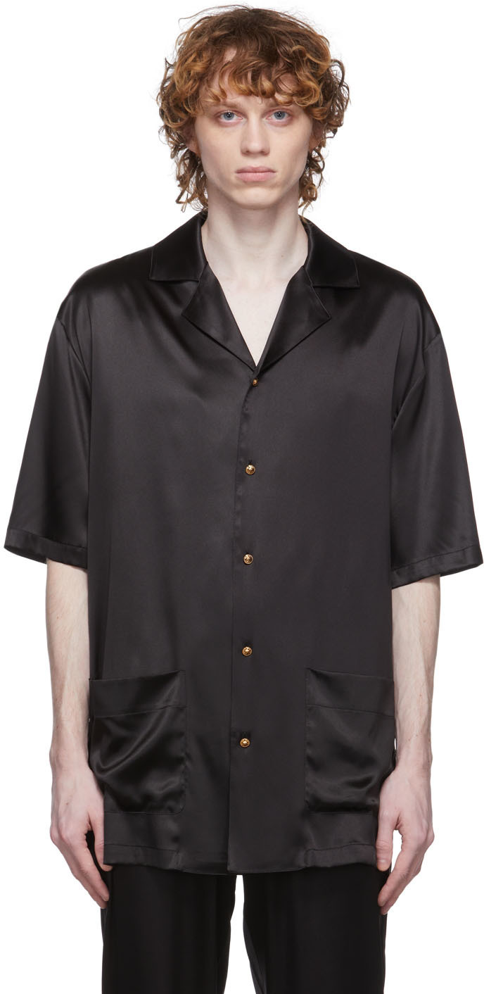 versace silk shirt black