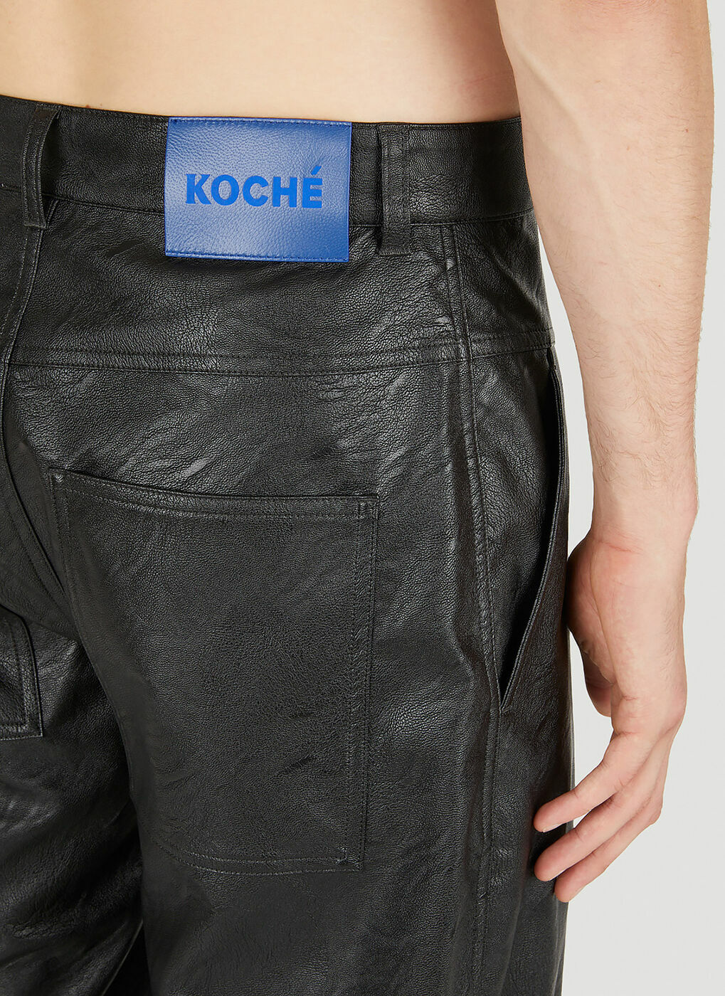 Tapered Leather Pants in Black Koché