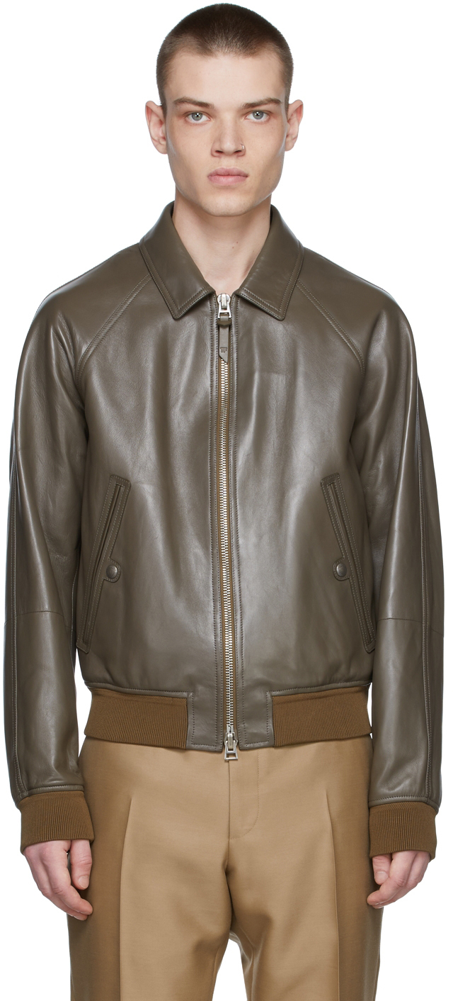 TOM FORD Taupe Leather Jacket TOM FORD