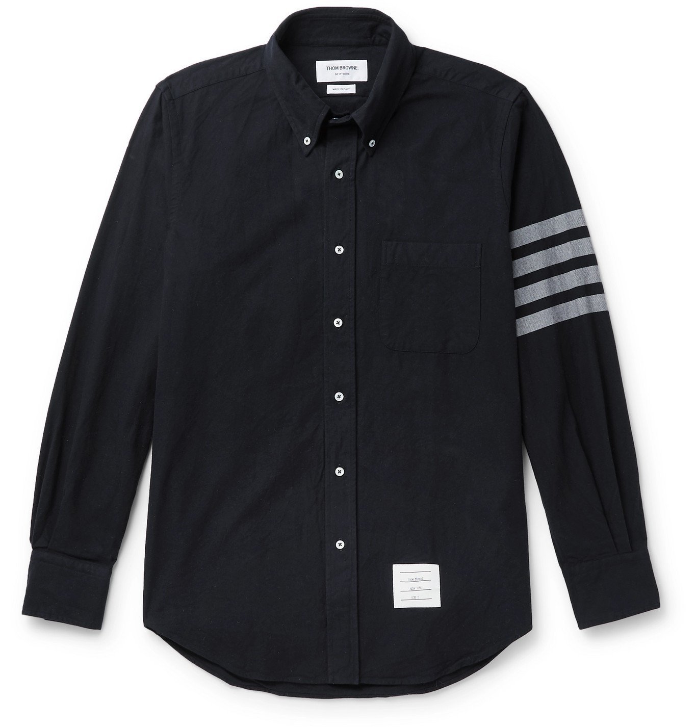 Thom Browne - Button-Down Collar Striped Cotton-Flannel Shirt - Blue ...