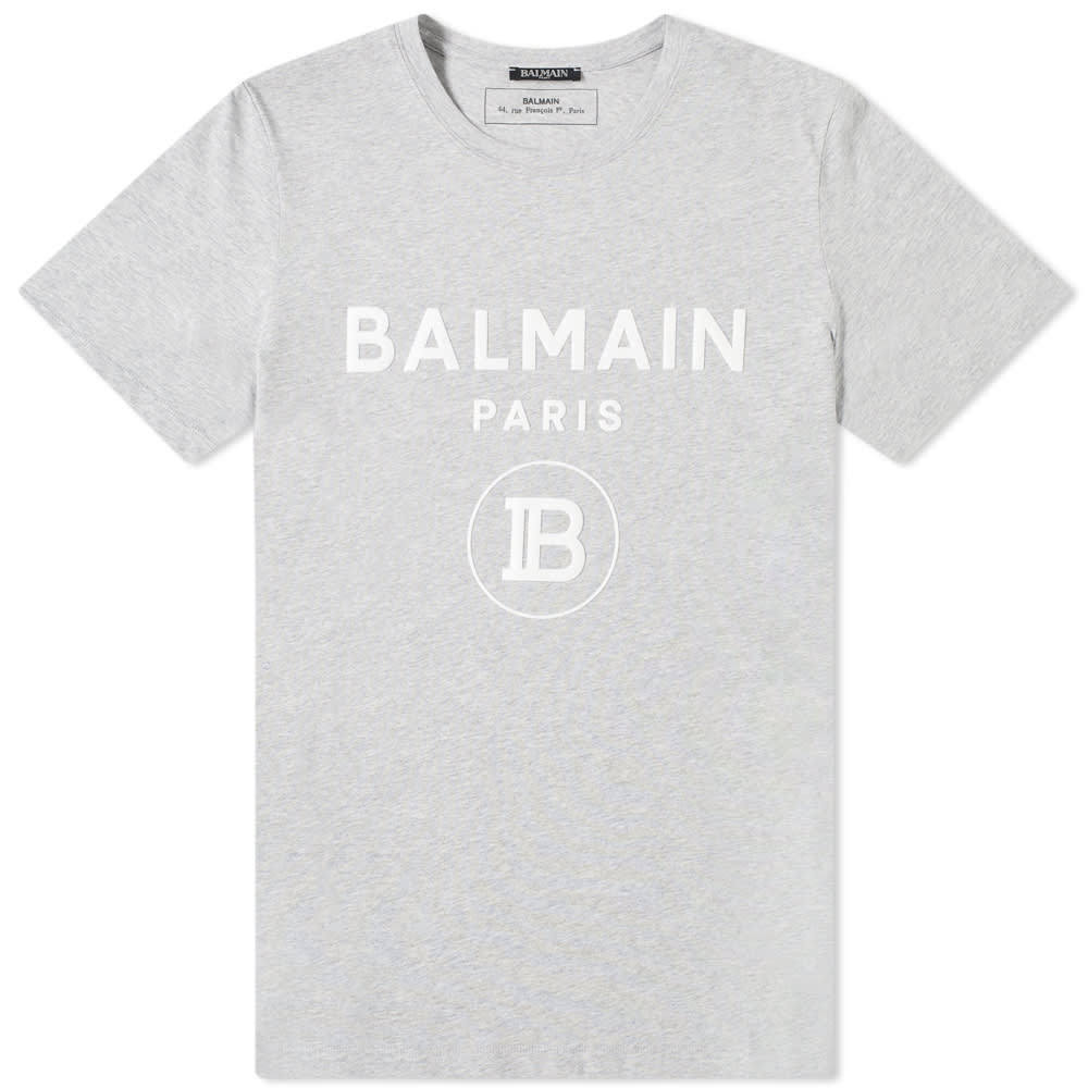 Balmain Paris Logo Tee Grey & White Balmain