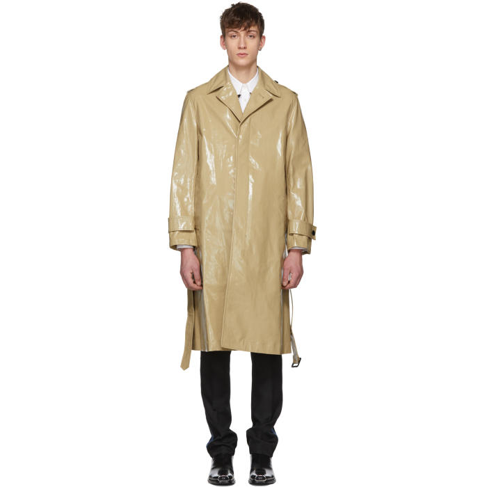 Calvin Klein 205W39NYC Beige Plastic-Covered Trench Coat Calvin Klein  205W39NYC
