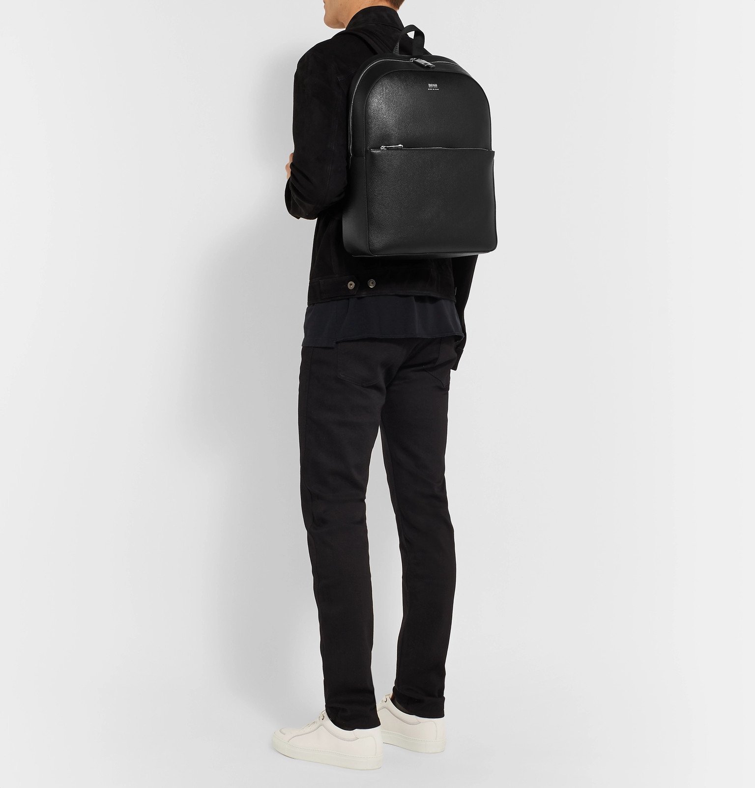 Hugo Boss - Full-Grain Leather Backpack - Black Hugo Boss