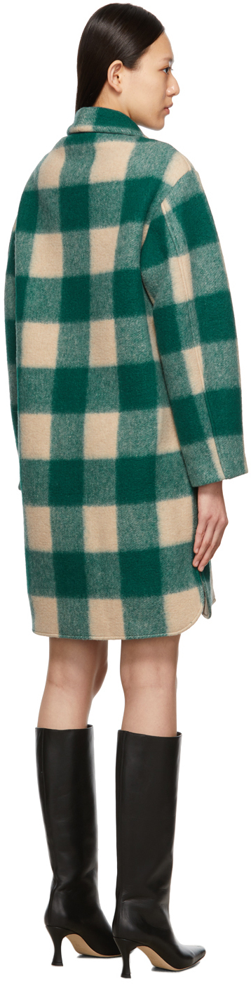 Isabel Marant Etoile Green & Beige Check Gabriel Coat