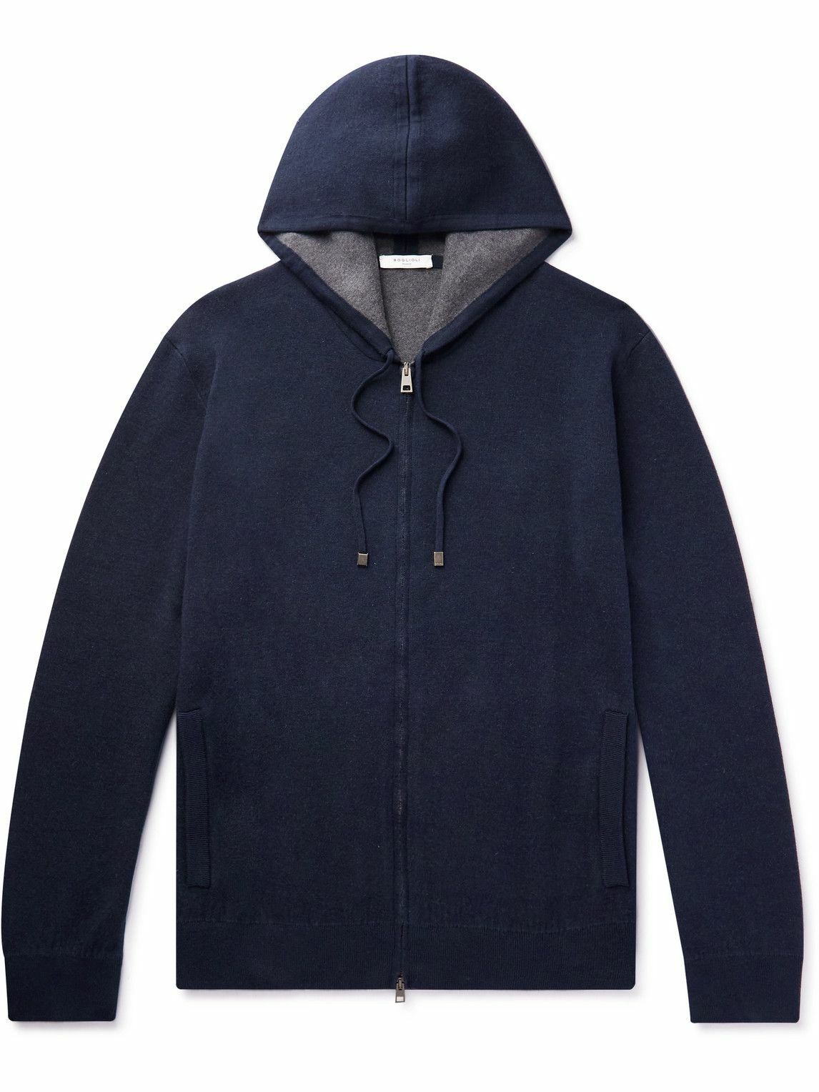 Boglioli - Cotton and Cashmere-Blend Zip-Up Hoodie - Blue Boglioli