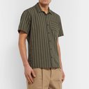 Oliver Spencer - Camp-Collar Striped Organic Cotton-Seersucker Shirt - Green