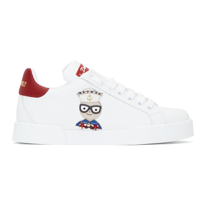 Dolce and Gabbana White DG Family Chef Sneakers Dolce & Gabbana