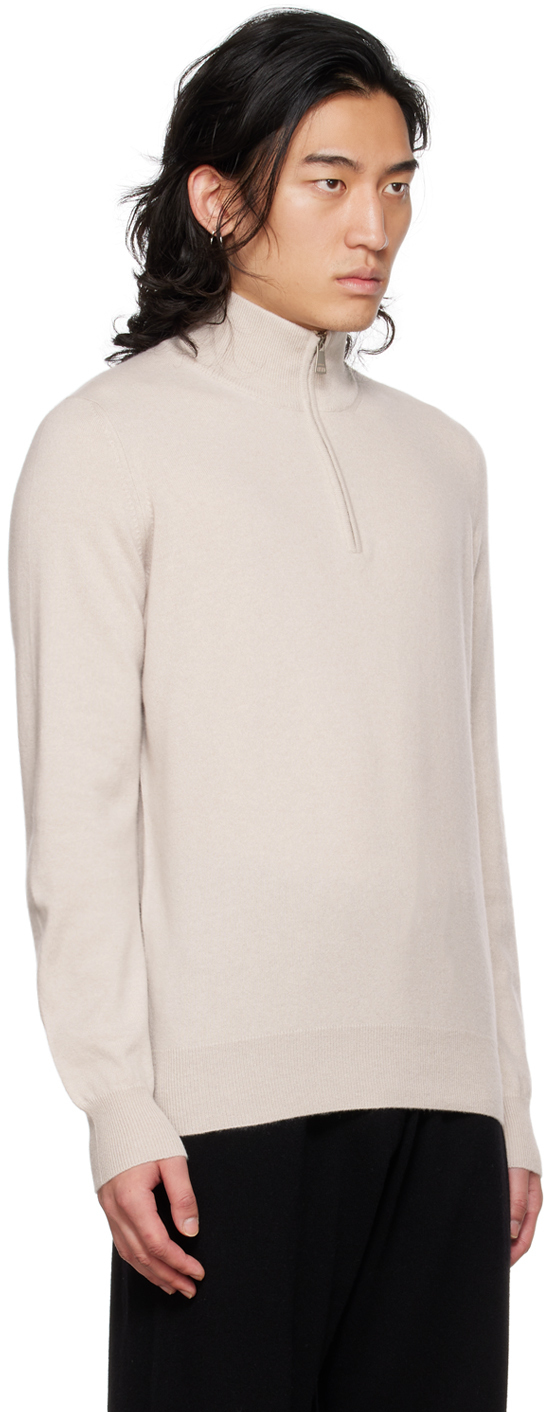 Ghiaia Cashmere Off-White Quarter Zip Sweater Ghiaia Cashmere