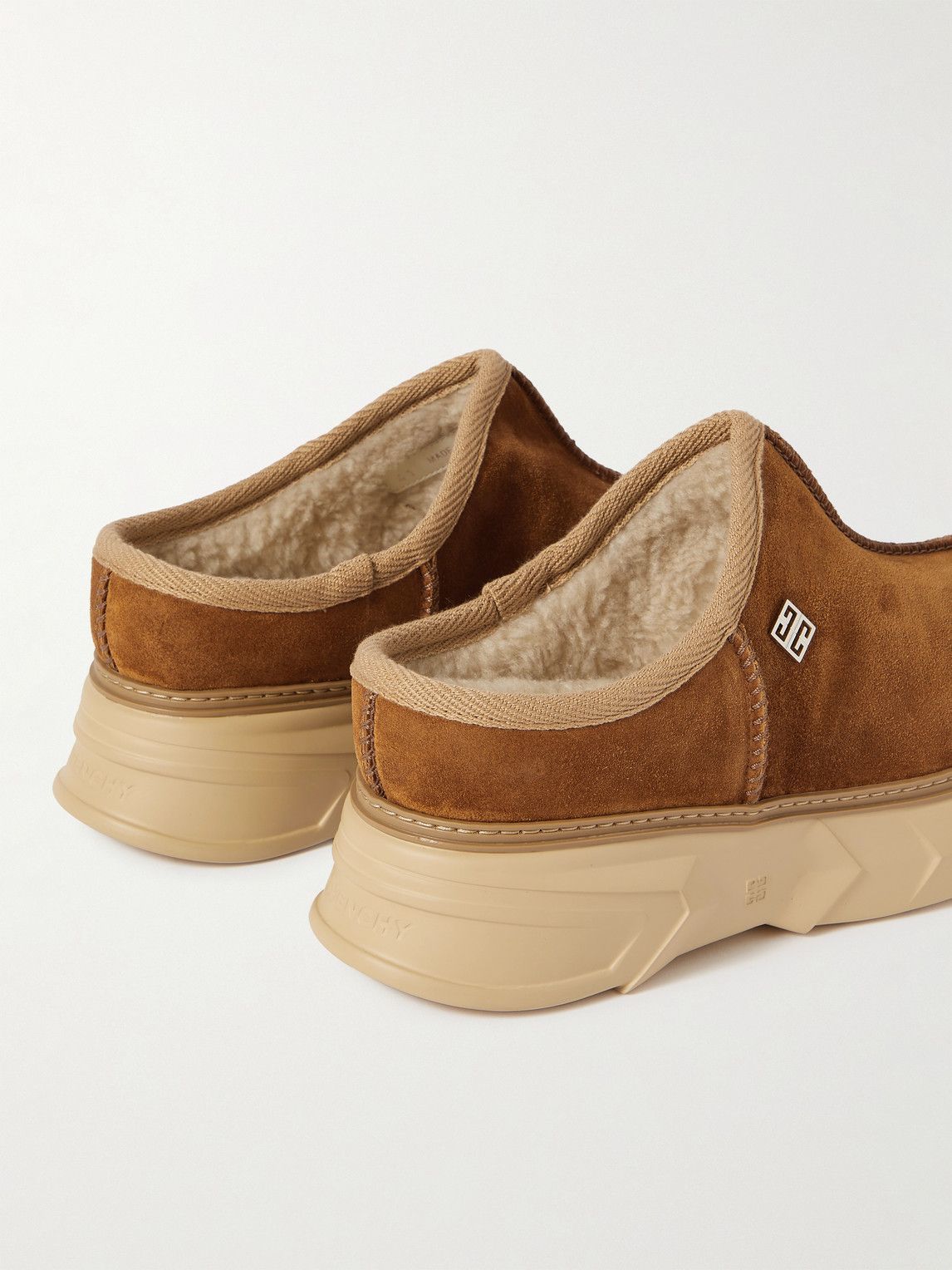 Givenchy - Winter Mallow Faux Shearling-Lined Suede Mules - Brown Givenchy