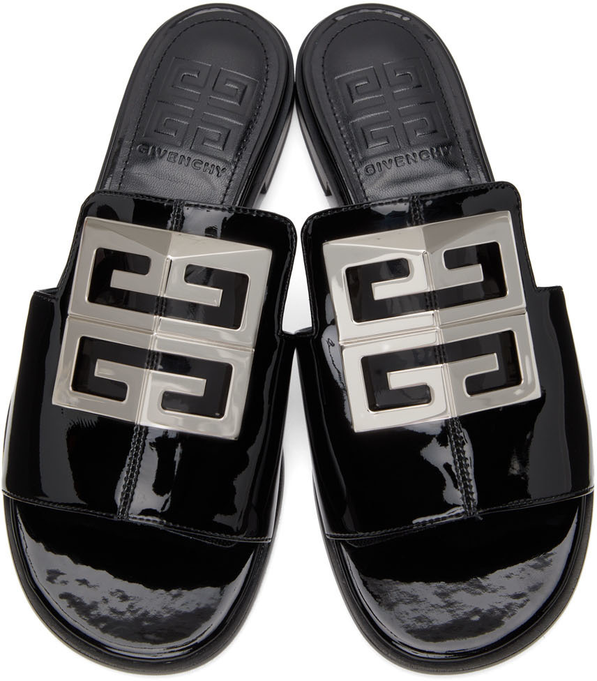 Givenchy Black Patent 4G Flat Mules Givenchy