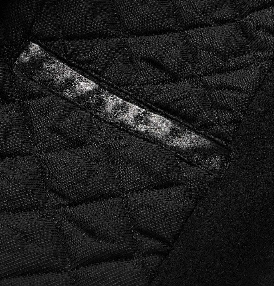 Slim-Fit Leather-Trimmed Melton Wool 