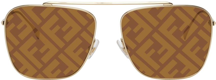 Fendi Gold 'Forever Fendi' Aviator Sunglasses Fendi
