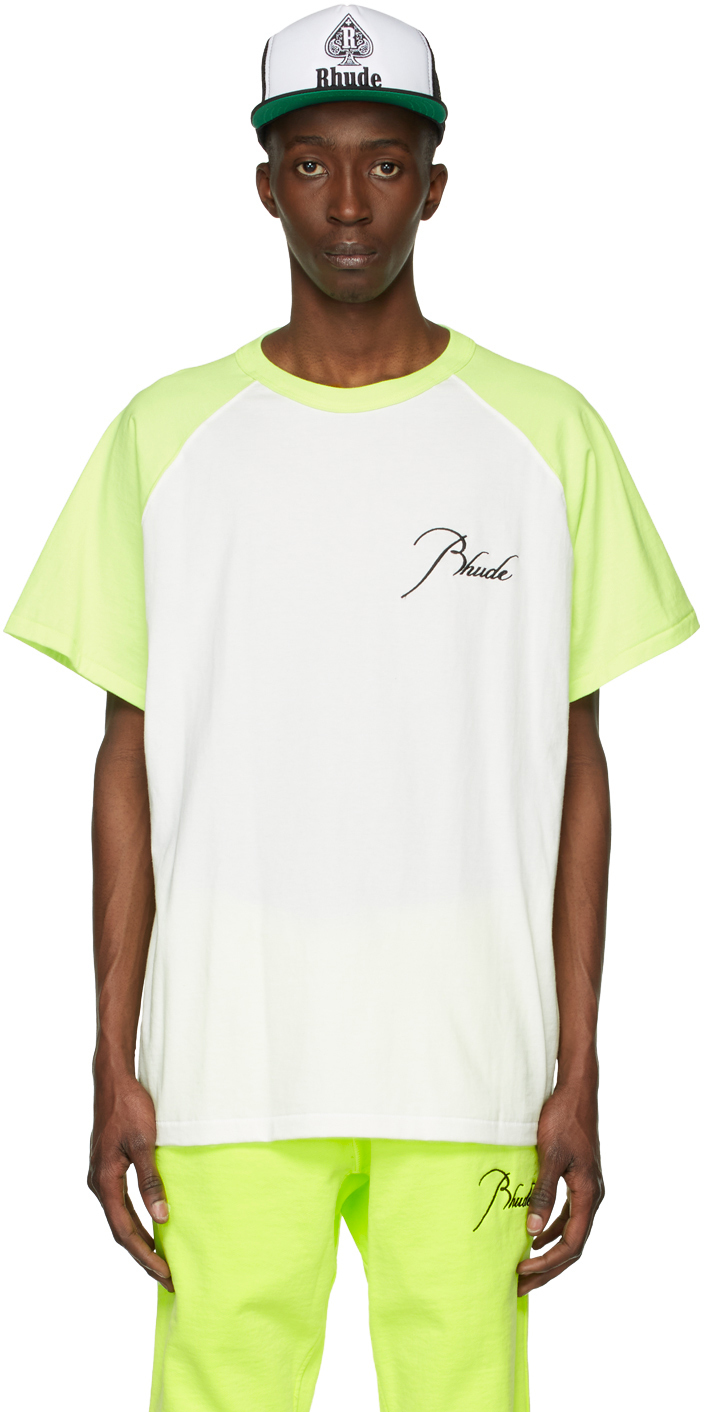 Rhude Green & White Raglan T-Shirt Rhude
