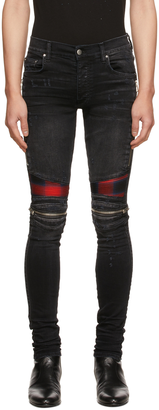 amiri black bandana jeans