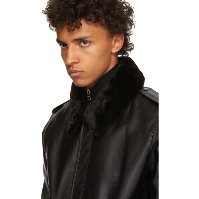 Prada Black Leather Fur Jacket Prada