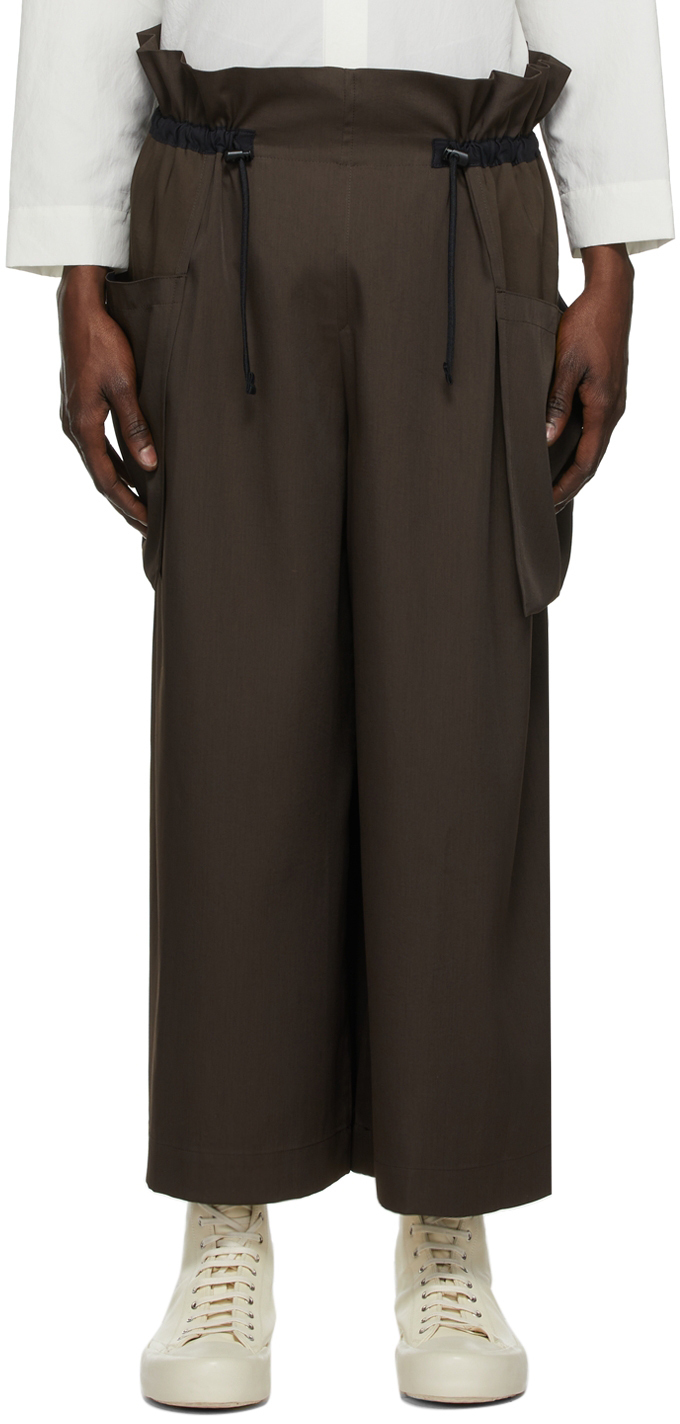 132 5. ISSEY MIYAKE Brown String Gather Trousers 132 5. ISSEY MIYAKE