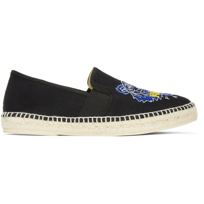 kenzo black leather espadrilles