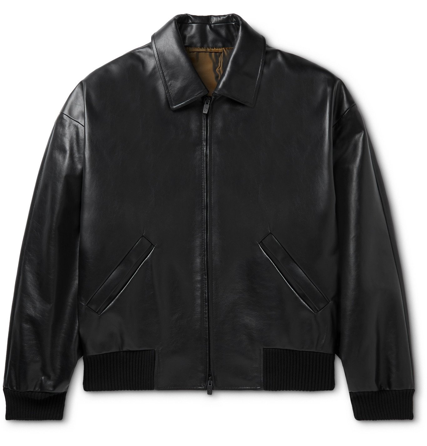 Fear of God for Ermenegildo Zegna - Logo-Embossed Leather Bomber Jacket ...