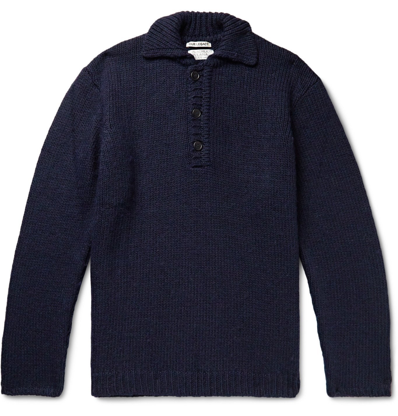 Our Legacy - Brushed Knitted Half-Placket Sweater - Blue Our Legacy