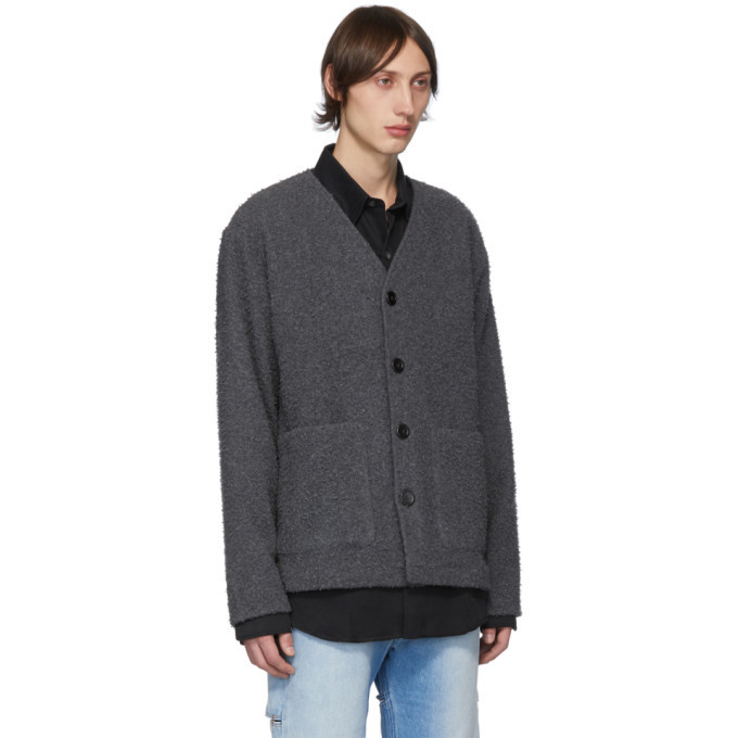 Our Legacy Grey Wool Shaggy Cardigan Our Legacy