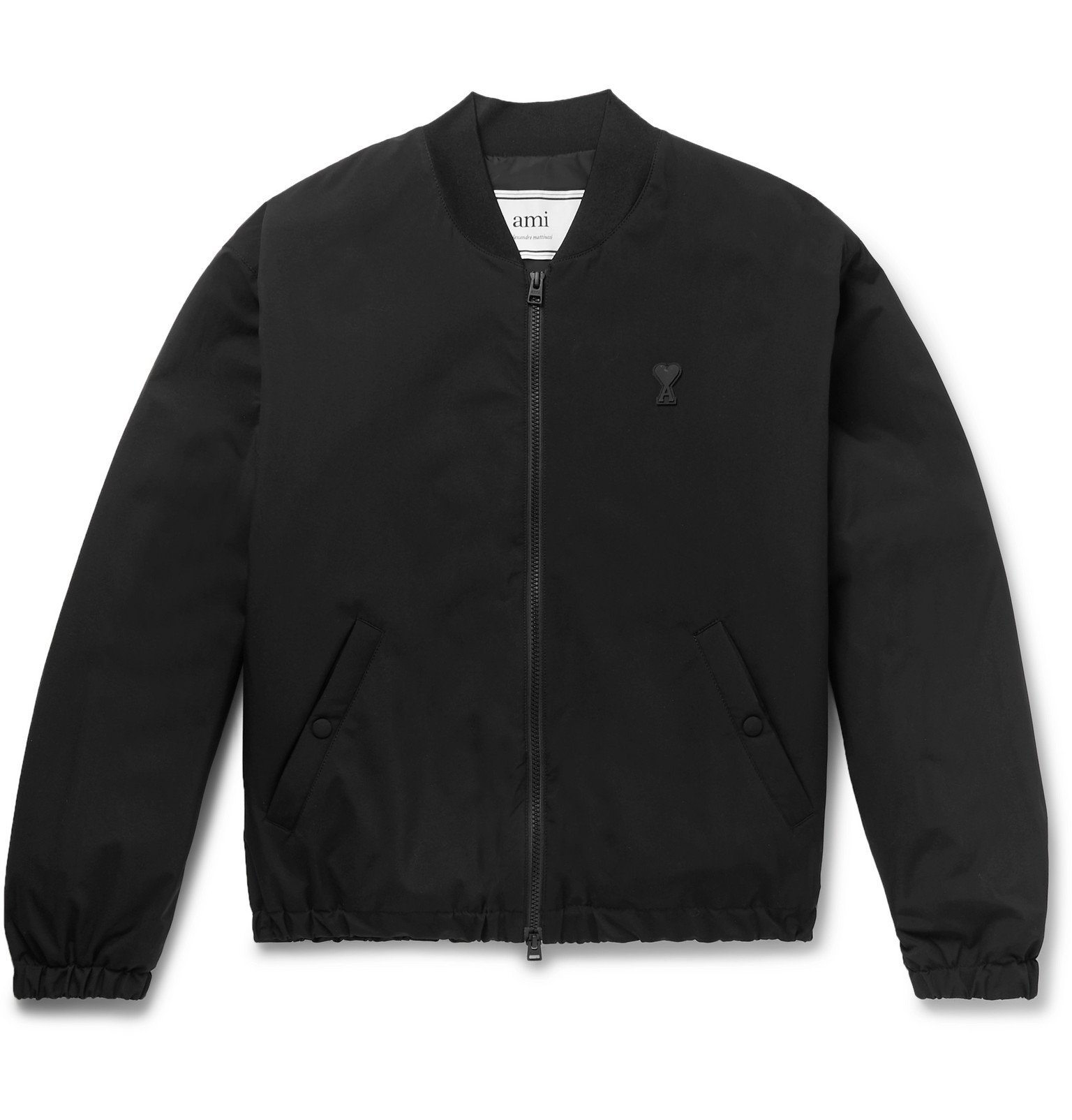 AMI - Slim-Fit Logo-Appliquéd Shell Bomber Jacket - Black AMI