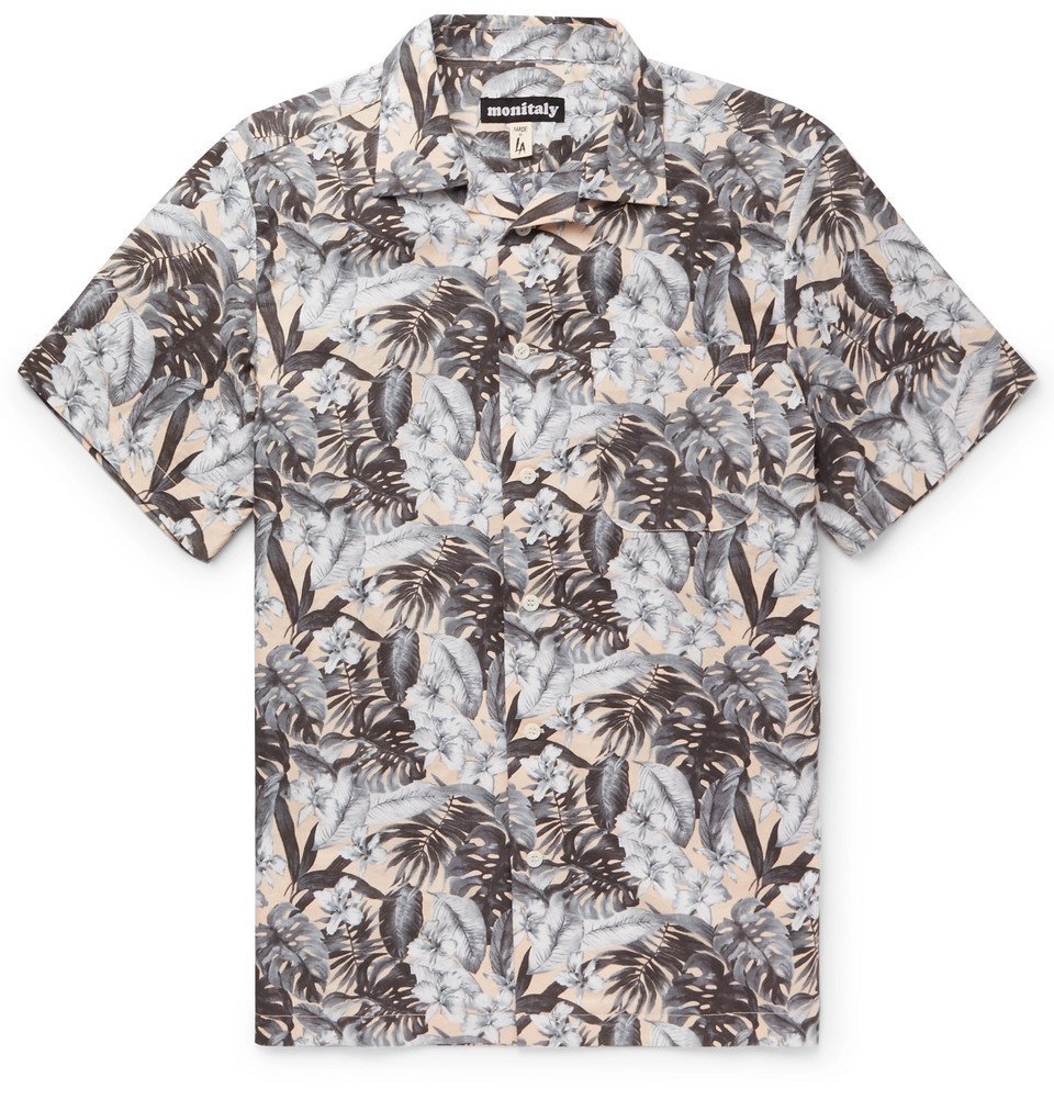 Monitaly - Camp-Collar Floral-Print Cotton Shirt - Men - Pink Monitaly