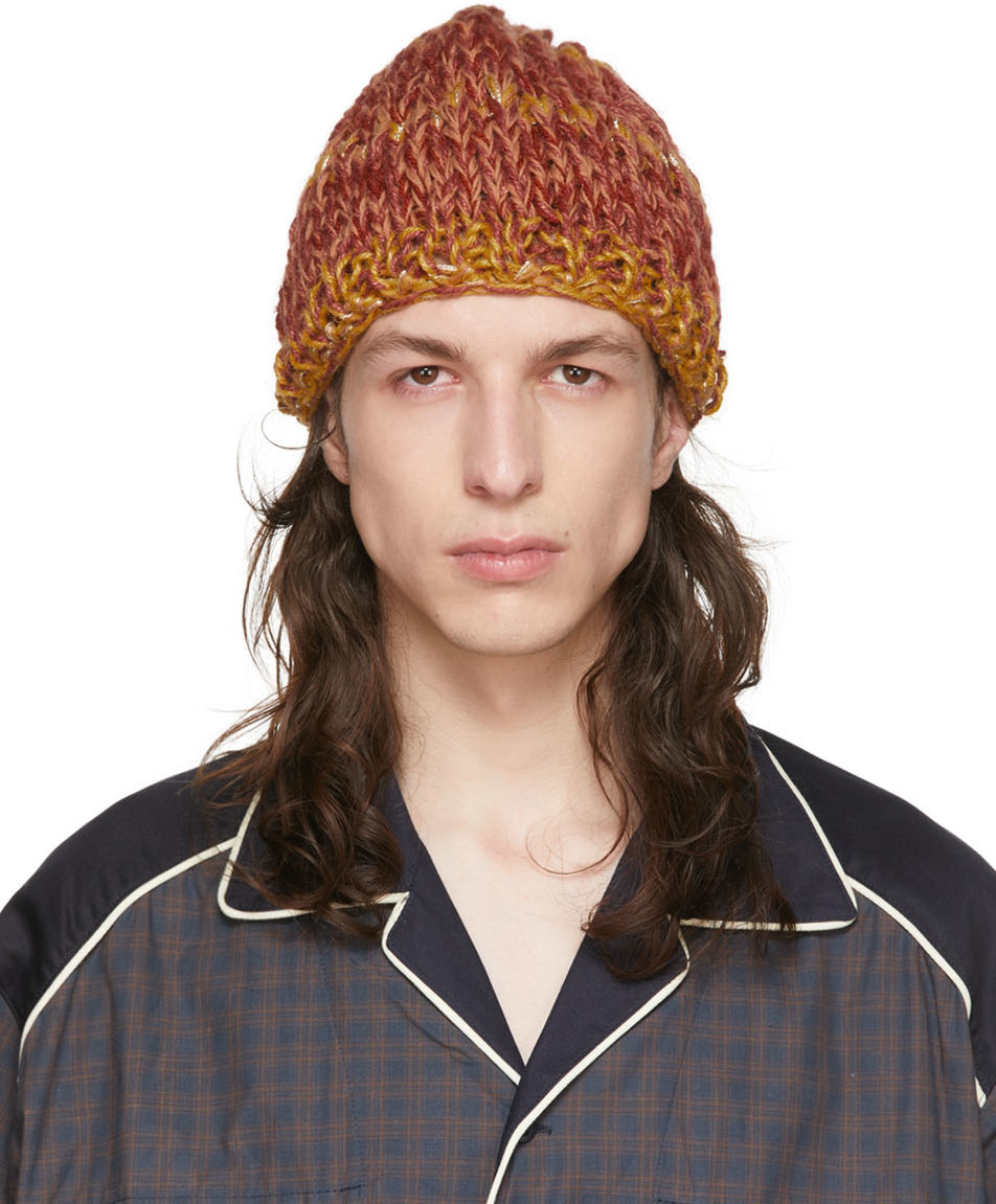 Nicholas Daley Red & Black Hand-Crocheted Bucket Hat Nicholas Daley