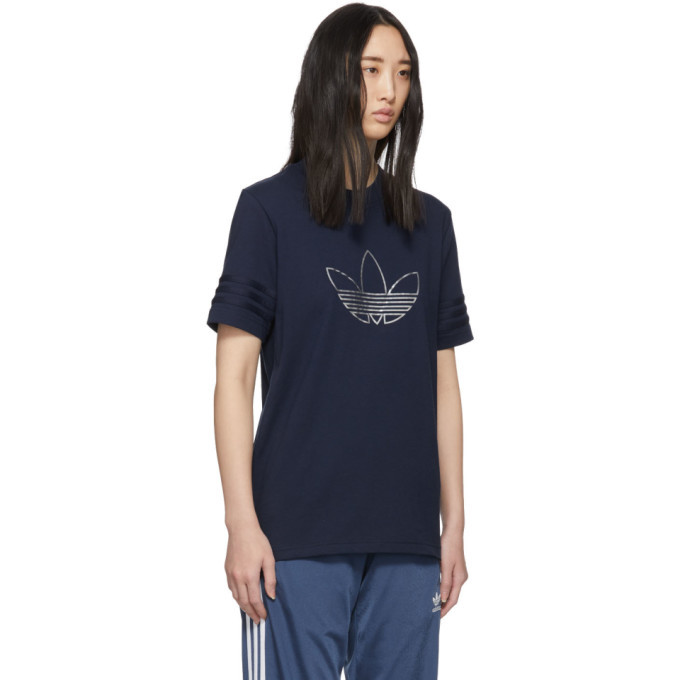 adidas originals joggers with outline trefoil in navy