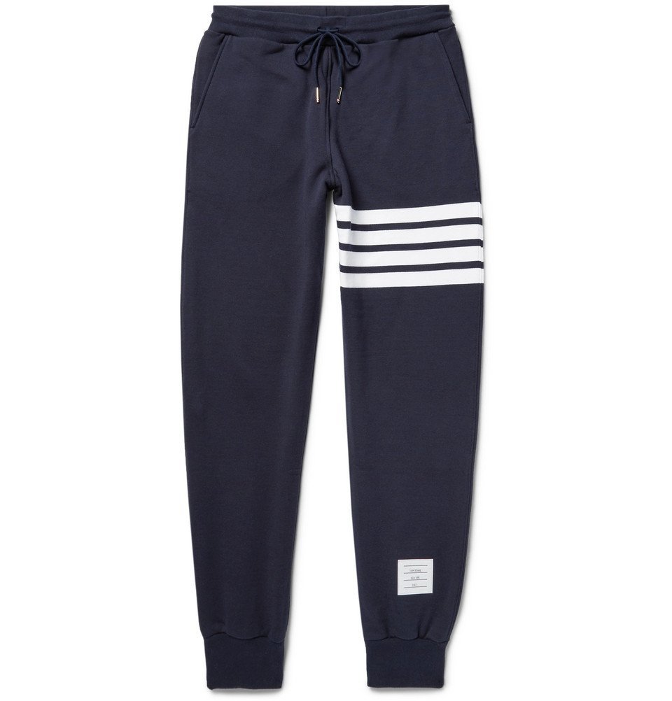 Thom Browne - Tapered Striped Loopback Cotton-Jersey Sweatpants - Men ...