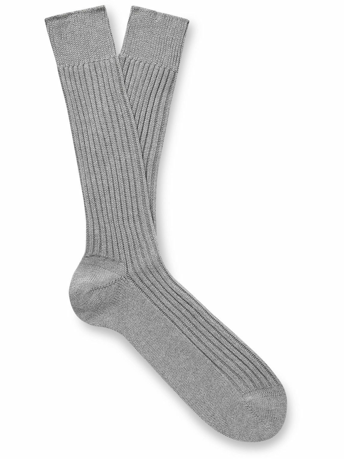 Photo: TOM FORD - Ribbed Cotton Socks - Gray