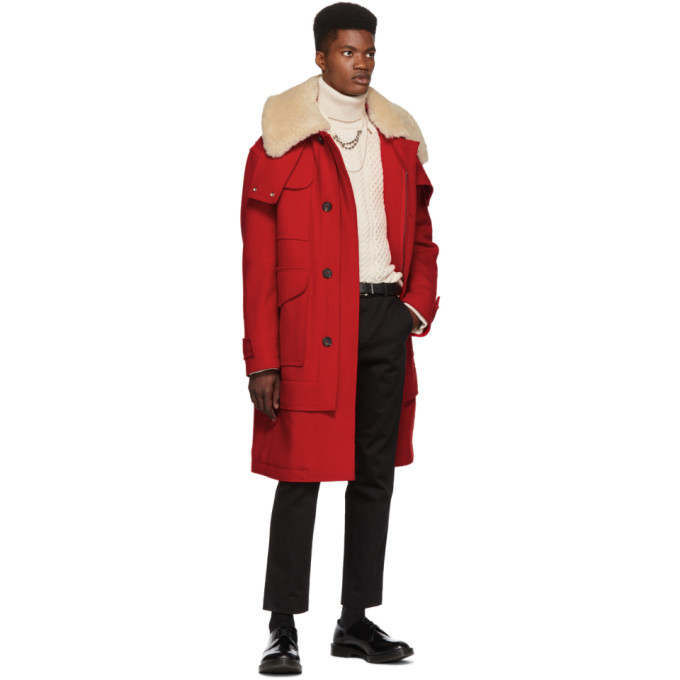 red wool duffle coat