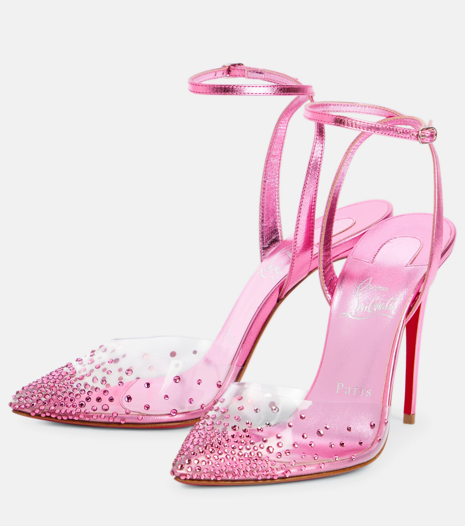 Christian Louboutin - Spikaqueen 100 embellished PVC pumps Christian ...