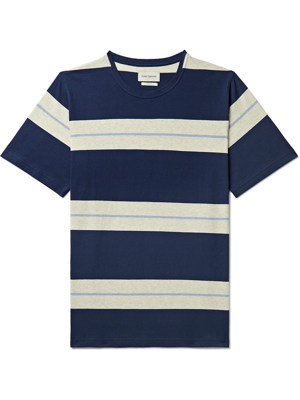 Photo: Oliver Spencer - Conduit Striped Organic Cotton-Jersey T-Shirt - Blue