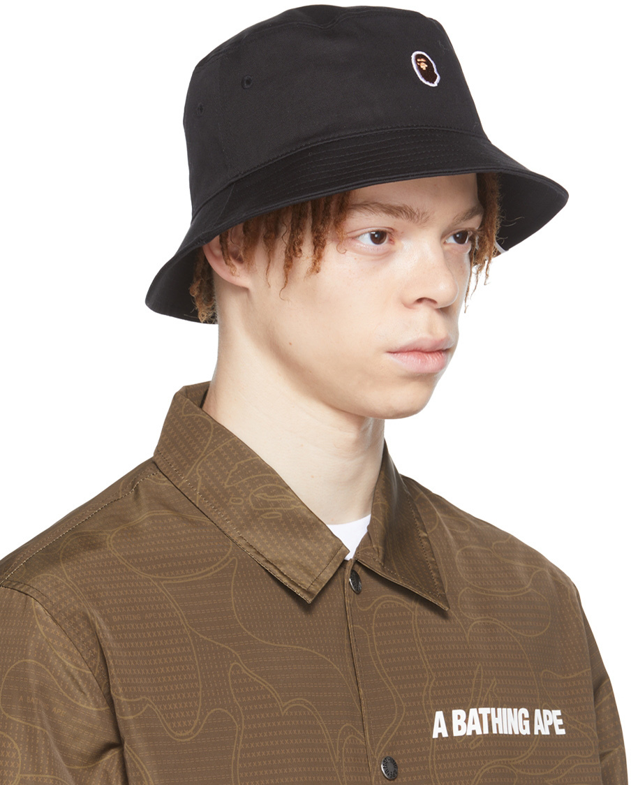 BAPE Black Ape Head One Point Bucket Hat A Bathing Ape