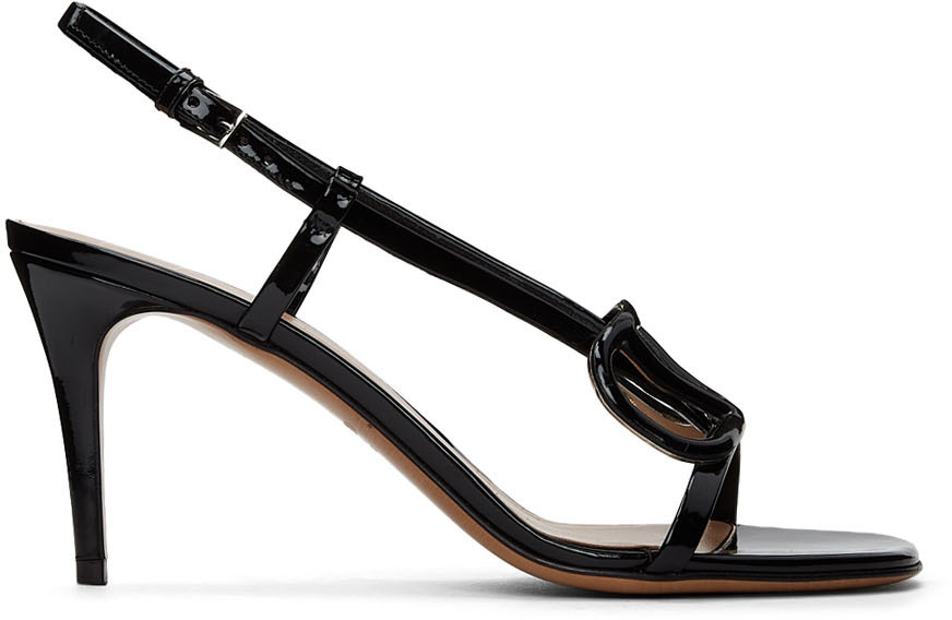 black patent leather sandals heels