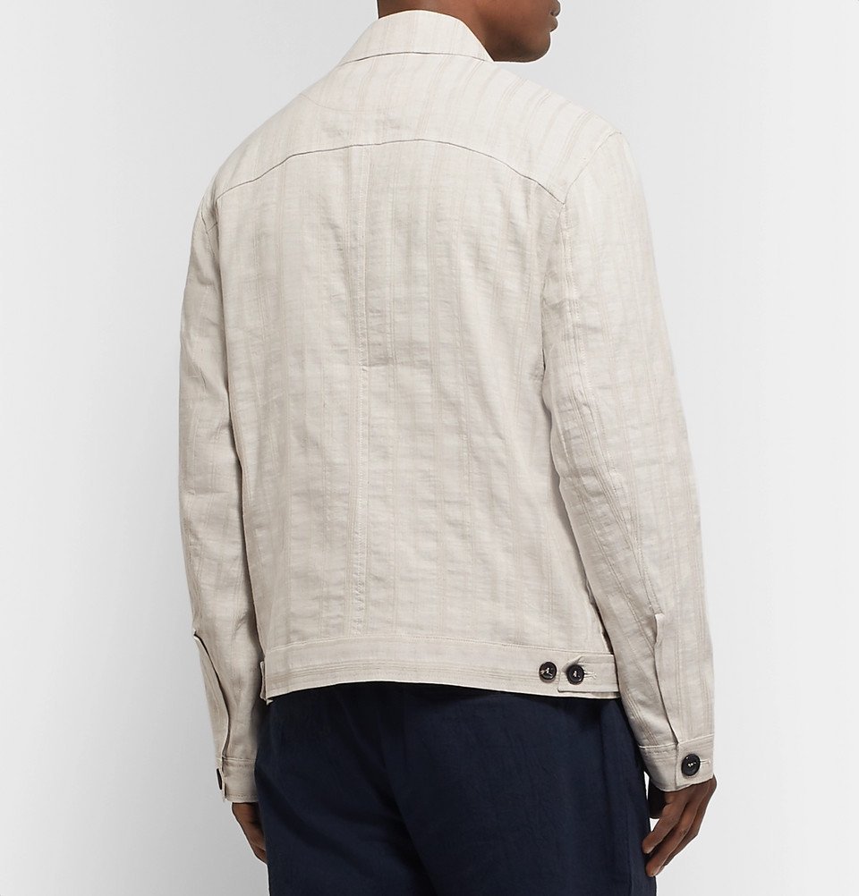 Oliver Spencer - Beckford Striped Linen and Cotton-Blend Jacquard Jacket - Sand