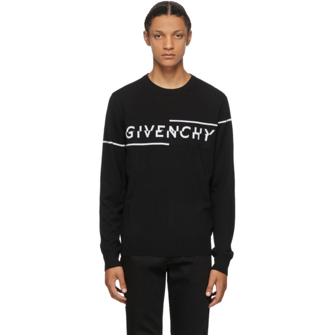 Givenchy Black and White Split Logo Sweater Givenchy