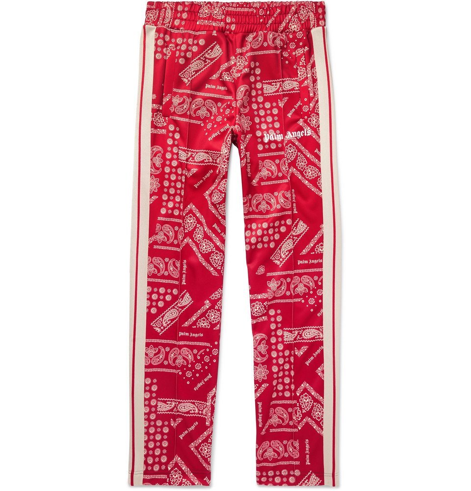 Palm Angels - Webbing-Trimmed Printed Tech-Jersey Track Pants 