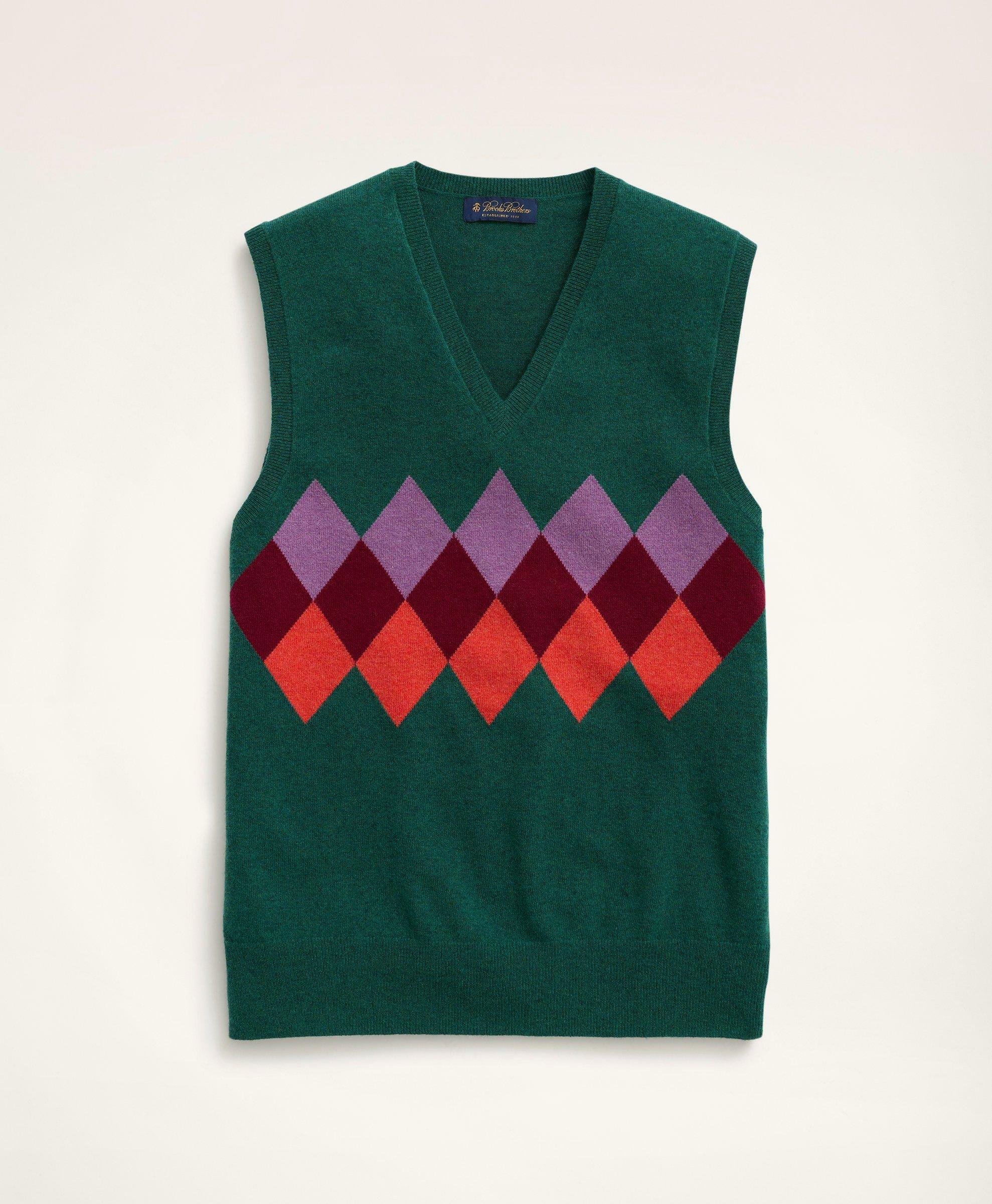 Brooks Brothers Men's Lambswool Argyle Sweater Vest | Green