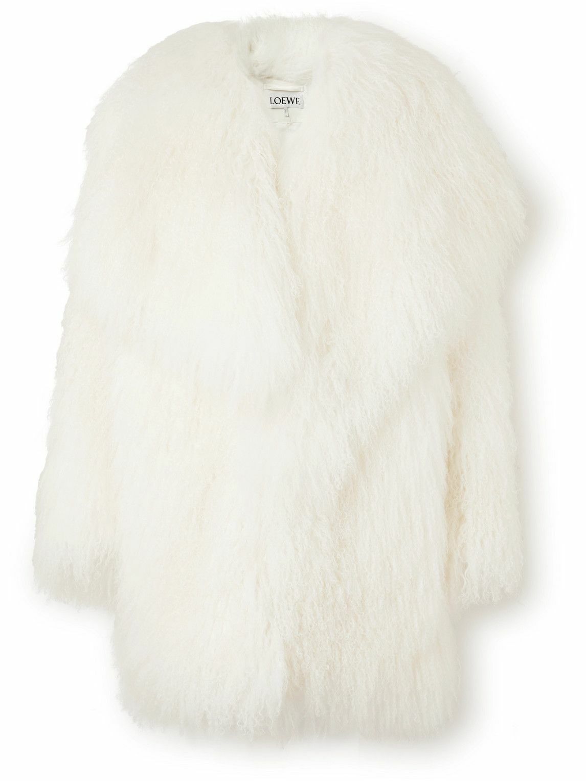 Loewe Oversized Shearling Coat White Loewe