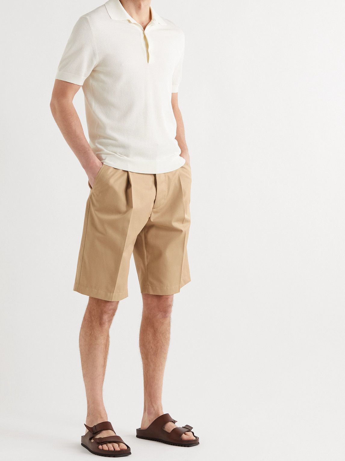 Tod's - Straight-Leg Pleated Twill Shorts - Neutrals Tod's